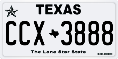 TX license plate CCX3888