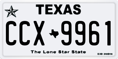 TX license plate CCX9961