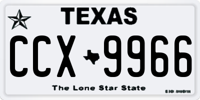 TX license plate CCX9966