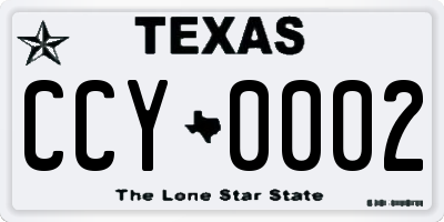 TX license plate CCY0002