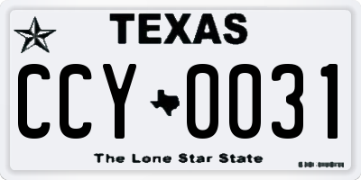 TX license plate CCY0031
