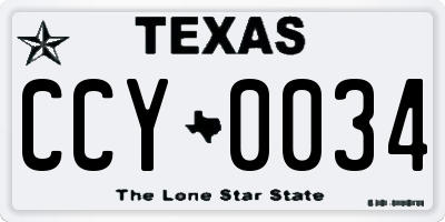 TX license plate CCY0034