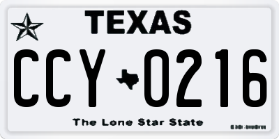 TX license plate CCY0216