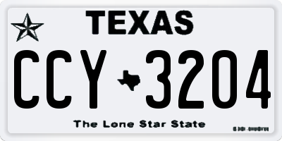 TX license plate CCY3204