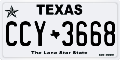 TX license plate CCY3668