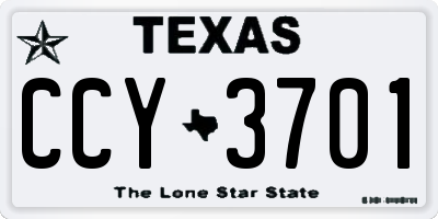 TX license plate CCY3701
