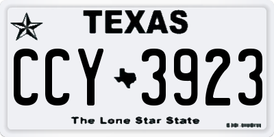 TX license plate CCY3923