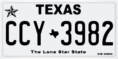 TX license plate CCY3982