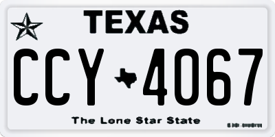 TX license plate CCY4067