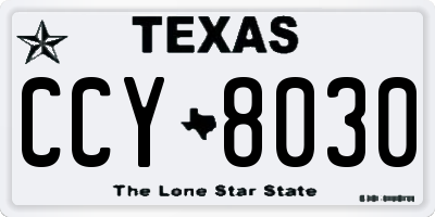 TX license plate CCY8030