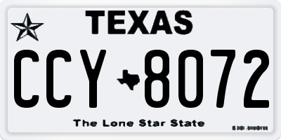 TX license plate CCY8072