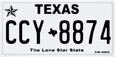 TX license plate CCY8874