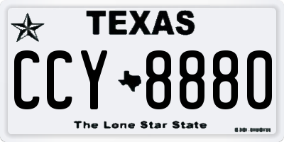 TX license plate CCY8880