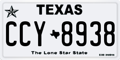 TX license plate CCY8938