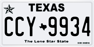TX license plate CCY9934