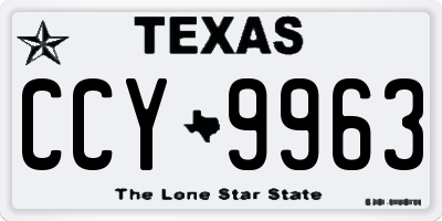TX license plate CCY9963