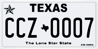 TX license plate CCZ0007