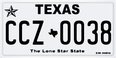 TX license plate CCZ0038