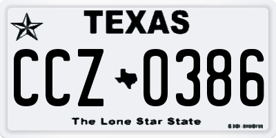 TX license plate CCZ0386