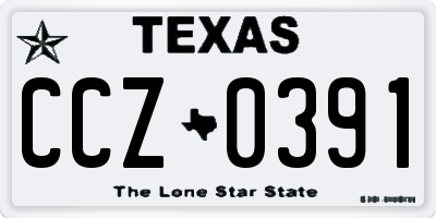 TX license plate CCZ0391