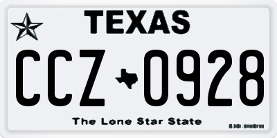 TX license plate CCZ0928