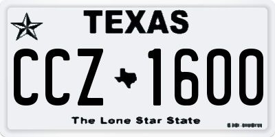 TX license plate CCZ1600