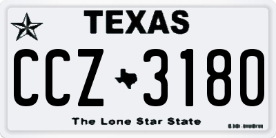 TX license plate CCZ3180