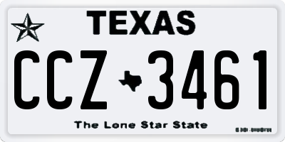TX license plate CCZ3461