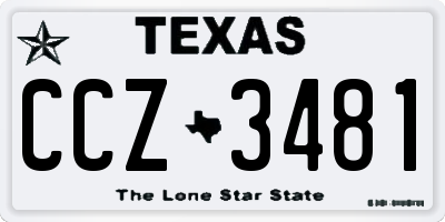 TX license plate CCZ3481