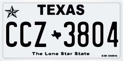 TX license plate CCZ3804