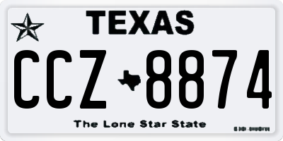 TX license plate CCZ8874