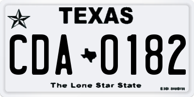 TX license plate CDA0182