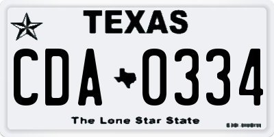 TX license plate CDA0334