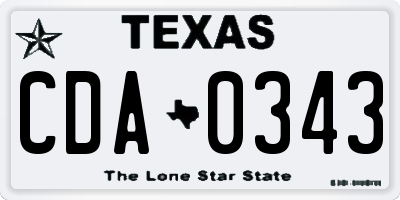 TX license plate CDA0343