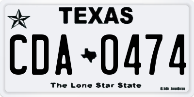 TX license plate CDA0474
