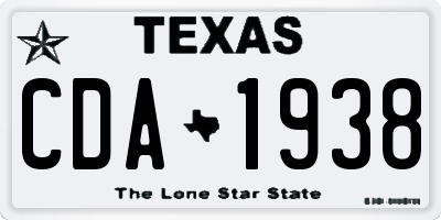 TX license plate CDA1938