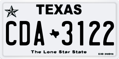 TX license plate CDA3122