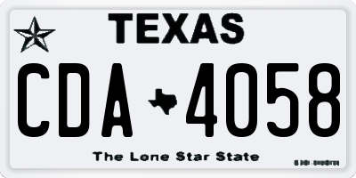 TX license plate CDA4058