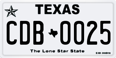 TX license plate CDB0025