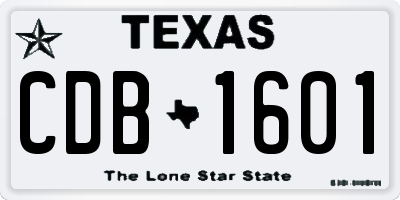 TX license plate CDB1601