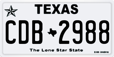 TX license plate CDB2988