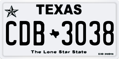 TX license plate CDB3038