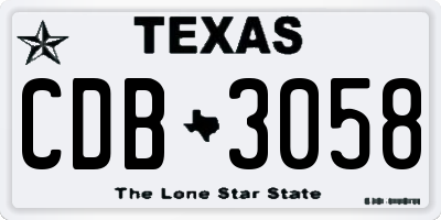 TX license plate CDB3058