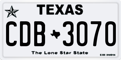 TX license plate CDB3070