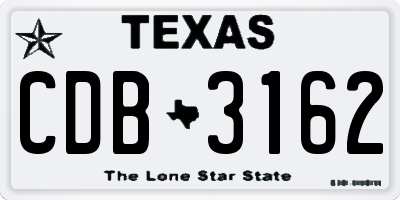 TX license plate CDB3162