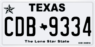 TX license plate CDB9334