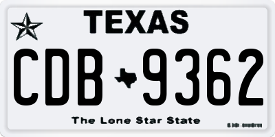 TX license plate CDB9362