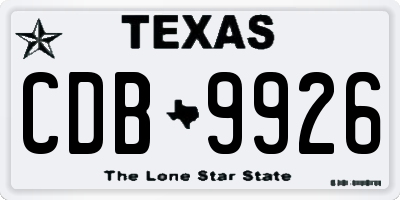 TX license plate CDB9926
