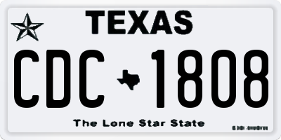 TX license plate CDC1808