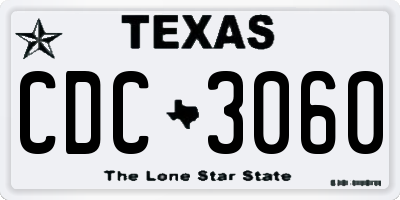TX license plate CDC3060